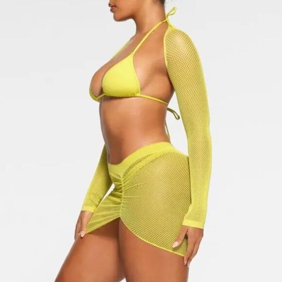 SKIMS Citrus Green Warp Knit Cover Up Ruched Sarong - Picture 2 of 10